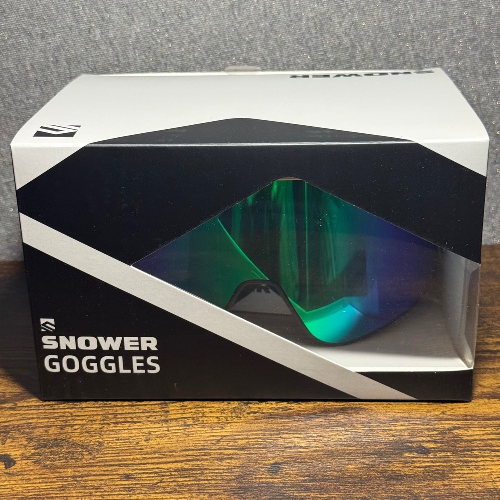 SNOWER Ski‎ Goggles OTG Snowboard Goggles Green Mirror Lens Magnetic UV400 New